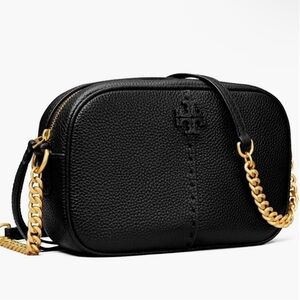 Tory Burch Black Crossbody Bag with Gold Chain
